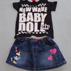 NEW WAVE BABY DOLL Tシャツとデニムスカートセット