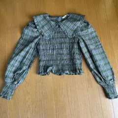 ZARA フリル付きチェックシャツ USA XS