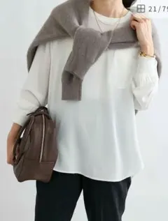 Moomin様専用★新品 リブドロワ ジョーゼットポケットブラウス