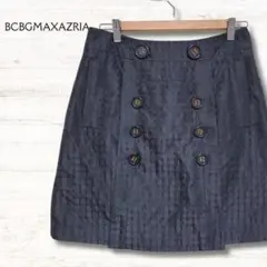 BCBGMAXAZRIA ミニスカート 総柄 黒 M 光沢のサムネイル