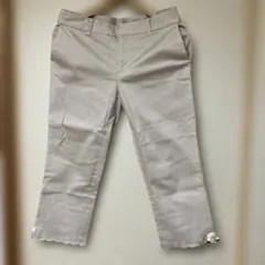 クロップドパンツ レディース ベージュ 裾レースデザイン Mサイズ