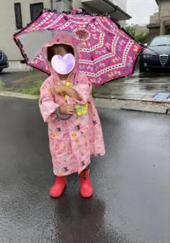 アンパンマンレインコート ピンク 収納バッグ付き