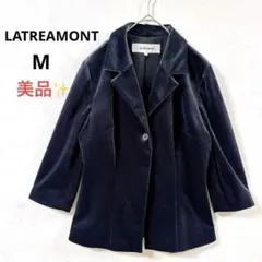 【美品】 ロートレアモン ベロア調テーラードジャケット 七部袖 M オフィス