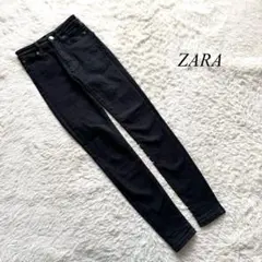 Z5【ザラ】デニムスキニーパンツ　黒　ストレッチ　32 細身　カジュアル　無地