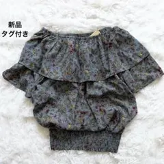 新品　r.p.s ラッフルシャーリングブラウス 花柄 ブルー Mのサムネイル