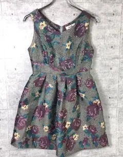 dazzlin レトロ ガーリー お花ジャガード ノースリーブ ワンピース