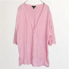 TALBOTS【XL】カーディガン Vネック 5分袖 スカラップ ピンク 春夏のサムネイル