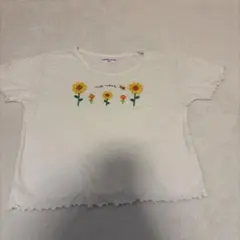 CROWN BANBY 半袖Tシャツ 120cm ホワイト ひまわり刺繍のサムネイル