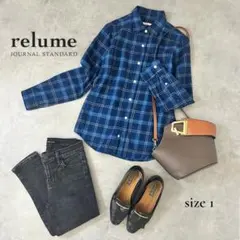 relume チェックシャツ／大人ブルーでこなれ見え サイズ１ S相当