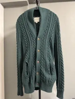 メンズ　AMERICAN EAGLE ケーブルニットカーディガン グリーンのサムネイル