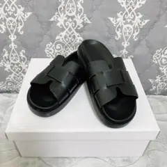 H&M❤️新品未使用 Hカット フラットサンダル ブラック 35のサムネイル