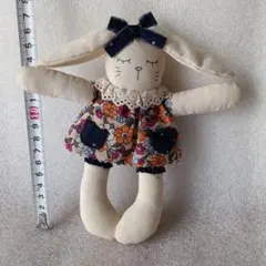 うさぎ 人形 1体 ハンドメイド カントリー ドール 雑貨 ぬいぐるみ 花柄のサムネイル