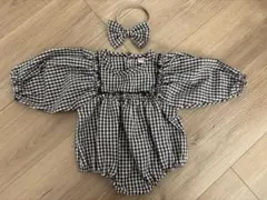 韓国風◎ロンパース◎ベビー◎チェック柄◎りぼん付き◎ブラウス◎62◎SHEIN