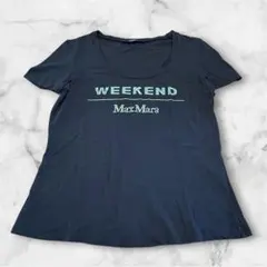【美品】Weekend Max Mara ラインストーン ロゴ Tシャツ 黒のサムネイル