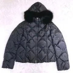 【美品】フォックスファー付きダウンジャケット短丈　ダイヤキルト　Y2K L