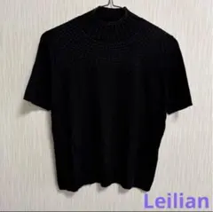 Leilian 半袖ニット ハイネック ビーズ付き ブラック レリアン 美品のサムネイル
