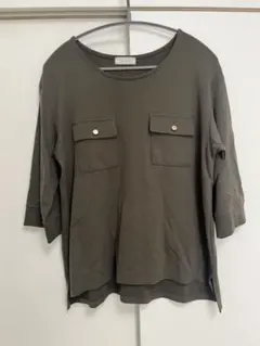ハミングローブ 七分袖 カットソー Tシャツ カーキ 大きいサイズ LL