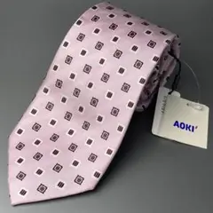 【新品未使用品】レミュー LESMUES ピンクジャカード織シルクネクタイ