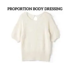 PROPORTION BODY DRESSING 半袖ニット アイボリーシャギー