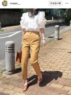 【6/8まで出品】シャイニードライスリムパンツ アローズ ベージュ 38 Mのサムネイル