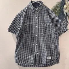 5-147 ギンガムチェック　半袖シャツ　襟付き　ワンポイント　可愛い系　春服