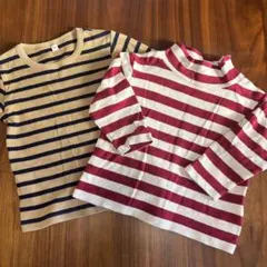 【無印良品】長袖ストライプＴシャツ　長袖2枚セット　90㎝