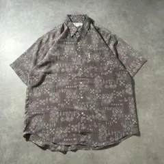 ヴィンテージ 総柄 アートパターン レトロ デザイン 半袖 幾何学 シャツ