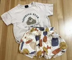 manina バースデイ　くま　Tシャツ　ラクガキ柄　半ズボン　セット　90cm