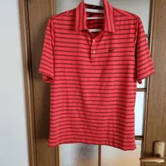 Nike Golf 赤 ストライプ ポロシャツ M