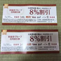 安楽亭グループ 割引券 8% OFF 2枚