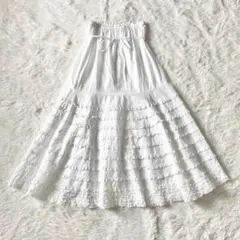 美品 ピンクハウス ピコフリル ティアード ロングスカート 白のサムネイル