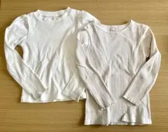 petit main GU 130長袖カットソー2点セット ベージュホワイト春
