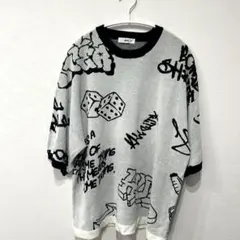 WEGO グラフィックプリント Tシャツ M ジャガードグラフィックニット