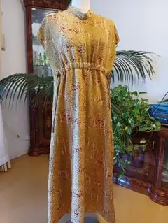 極美品】Sybilla シルク100% ドット柄 ロングワンピース M 黄×緑