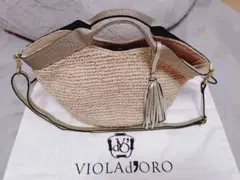 極美品✨ ヴィオラドーロ ワンショルダーバッグ アバカ タッセル かご