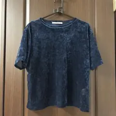 JOHNBULL ベロア 半袖Tシャツ ネイビー Fのサムネイル