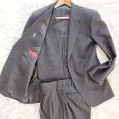 【良品】ツーパンツスーツ セットアップ スリーピース カシミヤ混