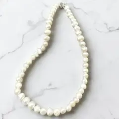淡水パール バロック ネックレス ホワイト 薔薇クラスプ 約43cm