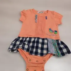 RAG MART オレンジ フリルロンパース 80