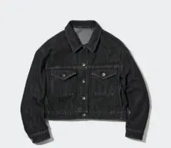 UNIQLO【デニムクロップドジャケット S ダークグレー】ボックス Gジャン