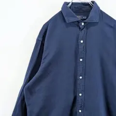 古着 POLO RALPH LAUREN コットン 長袖シャツ ネイビー XL