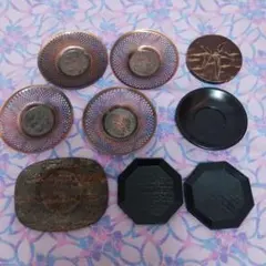茶托 9枚セット 銅製 透かし彫り 漆器 昭和レトロ