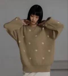 ローリーズファーム　ドットジャガードニットプルオーバー