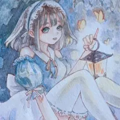 手描きイラスト　オリジナルイラスト　創作イラスト　水彩画　原画