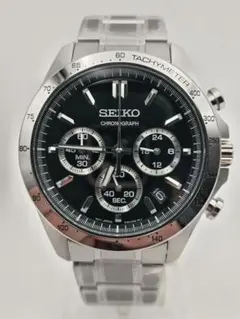 【新品未使用】国産SEIKO クロノグラフ ブラック腕時計SBTR013