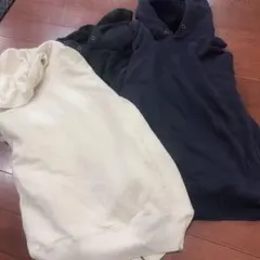 UNIQLO フード付きパーカー 3点セット　黒、ネイビー、アイボリー