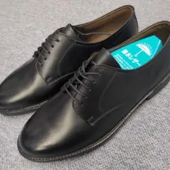 【23cm】新品 撥水レザー プレーントゥ ビジネスシューズ ブラックのサムネイル