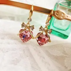 イヤリング変更可　ハート　リボン　キュービック　ジルコニア　ピアス　匿名配送