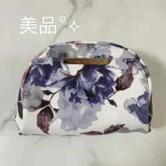 美品 ほぼ未使用 マルチポーチ 化粧ポーチ フラワープリント 花柄 紫 ピンクのサムネイル