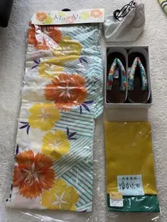 Ma-Nu 花柄 浴衣セット 下駄付き